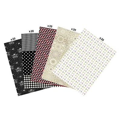 Image of Décopatch Ref MP013C Pack of 100 sheets Paper Each Sheet is 30 x 40cm, 5 Designs Included (20 each) Suitable for Wood, Metal, Plastic &amp; More White