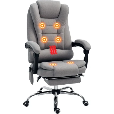 Image of Vinsetto Vintage High Back Heated Massage Office Chair w/6 Vibration Points, Grey921 318V71GY