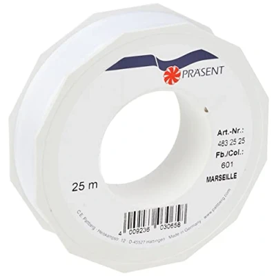 Image of C.E. Pattberg Präsent Marseille Wired Organza Ribbon White 25 mm width, m length
