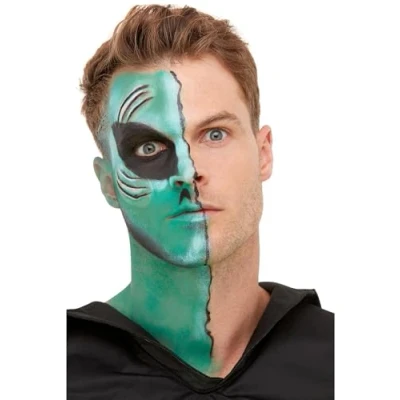 Image of Smiffys Make Up FX, Alien Kit, Aqua, Facepaints, Adhesive, Latex Scars &amp; Applicators, Halloween Space Fancy Dress, Dress Cosmetics Disguises.