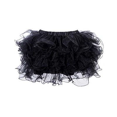 Image of Yummy Bee Tutu Skirt Women Frilly Adult Costume Burlesque Fancy Dress Halloween Ruffled Plus Size (Blk, 6 8)
