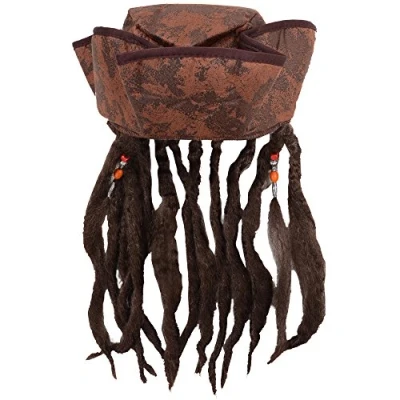 Image of Caribbean Jack Sparrow Fancy Dress Hat With Hair &amp; Beads