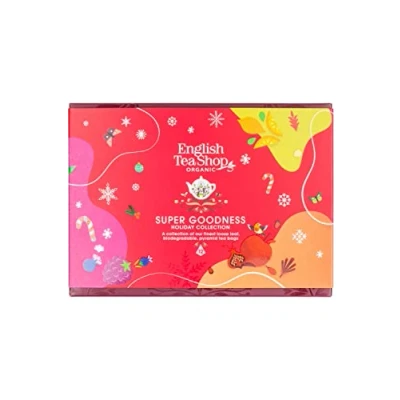 Image of English Tea Shop Organic Holiday Super Goodness Collection 12 Loose Leaf Pyramid Bags