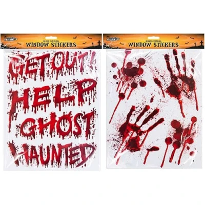 Image of DITZY DOLL Halloween Blood Window Stickers Single Assorted Spooky Effect Party Decoration