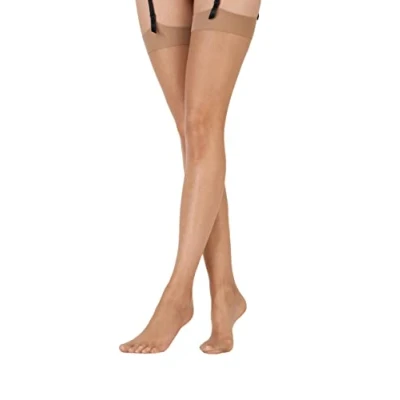 Image of Pretty Polly Women&#039;s Nylons 10d Gloss Stockings Tights, Beige (Sherry), M L UK