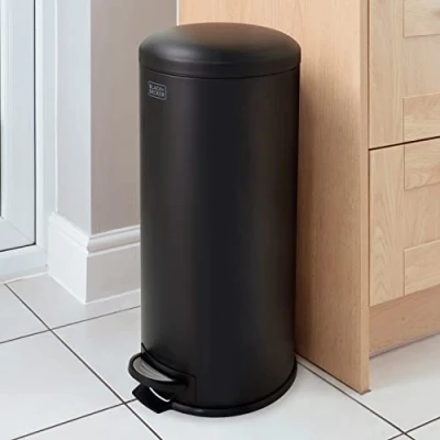 Image of Black + Decker 30L Dome Lid Pedal Bin Matt
