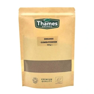 Image of Organic Cumin Powder 500g,Certified Organic, Non GMO, Vegan, No Additives, Preservatives, Resealable Bag by Thames 500g