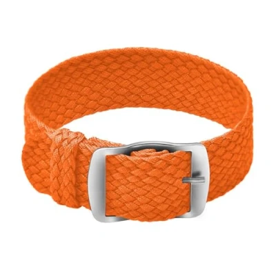 Image of ULLCHRO Nylon Watch Strap Replacement Perlon Braided Woven Band NATO Men Women 14mm, 16mm, 18mm, 20mm, 22mm Bracelet with Stainless Steel Silver Buckle (18mm, Orange)