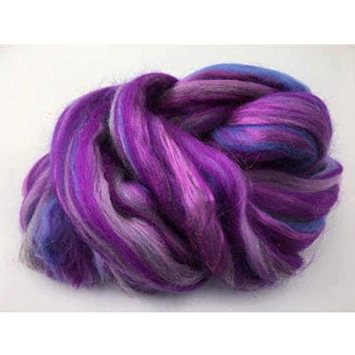Image of Shimmer Amethyst Merino Wool/Silk/Trilobal Mix for Needle Felting, Wet Felting &amp; Spinning