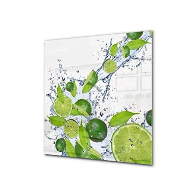 Image of Stylish Tempered Glass backsplash Kitchen splashback upstand BS09 Water Splash Series: Lime Mint 1
