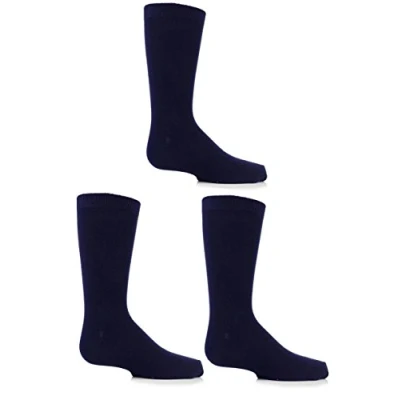 Image of SockShop Boys and Girls 3 Pair Plain Bamboo Socks with Comfort Cuff Handlinked Toes Navy 4 6 (13 14 Years)