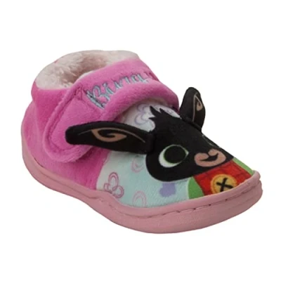 Image of Bing Bunny GIRLS PINK CBEEBIES FAUX FUR LINED EASY CLOSE SLIPPERS, 9 UK Child (BINGCORADO 9)