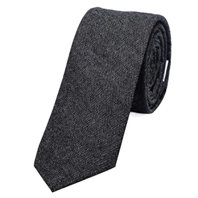 Image of DonDon Narrow Men&#039;s Tie 2.36 inch 6 cm Denim Look Cotton anthracite