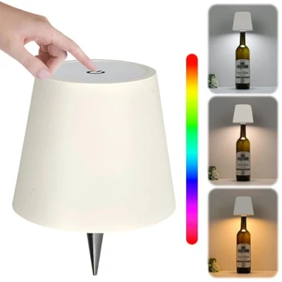 Image of USMEI Lumelia Bottle Lamp Wireless 3000 K Attachment LED Battery Table Touch Dimmable 8 Colours RGB with 2000 mAh IP65 Waterproof for Indoor Outdoor Use