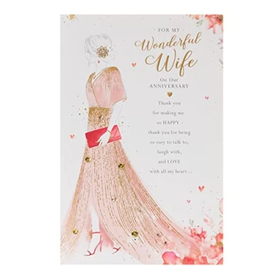 Image of Wife Anniversary Card for Romantic Large Luxury Her
