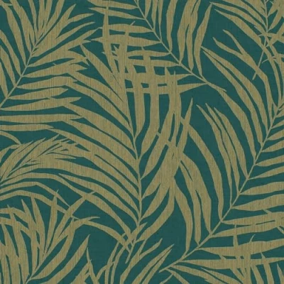 Image of Grandeco Maui Palm Frond Leaf Textured Wallpaper, Green Gold