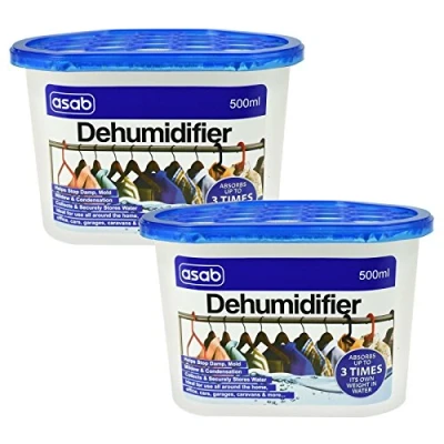 Image of ASAB Desiccant Dehumidifier for Home Wardrobe Moisture Absorber Damp Trap with Crystals Portable Humidity Catcher Anti Mould Wet Remover (2 Packs)