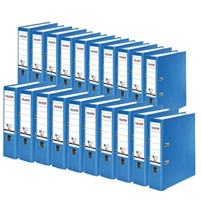 Image of Exacompta Ref 11285673001F FALKEN Recycolor Lever Arch Files Suitable for A4 Documents, 80mm Spine, Spine Label, Metal Finger Hole Blue (Pack of 20)