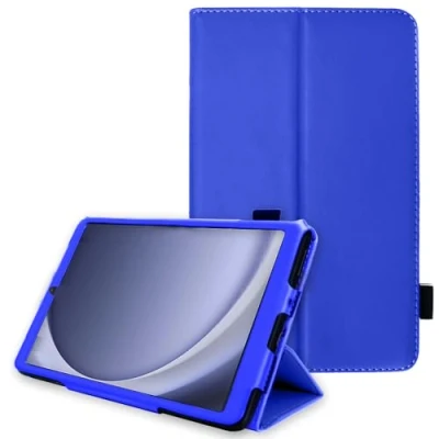 Image of TECHGEAR Leather Case for Samsung Galaxy Tab A9 8.7&quot; (SM X110 / SM X115) Premium PU Slim Folio Stand Cover with Hand Strap [Blue]