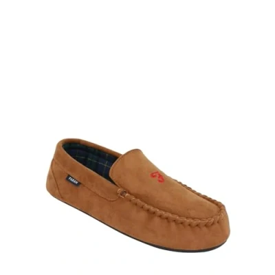Image of Farah Men&#039;s Wide Fit Slip On Slippers Plush Cosy Faux Suede for your Comfort Tan