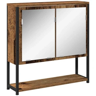 Image of vidaXL Rustic Old Wood Bathroom Mirror Cabinet Solid Reclaimed Vanity with Ample Storage &amp; Weathered Finish Indoor Use