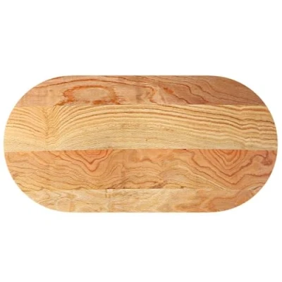 Image of vidaXL solid wood oval tabletop light brown oak, 120x60x4 cm, easy maintenance timber worktop for coffee/side/bar tables, perfect living room/office/lounge use