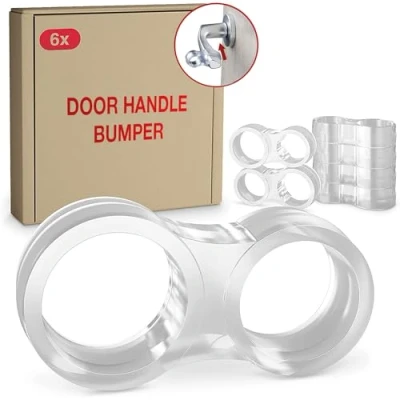 Image of LouMaxx Door Handle Buffer Transparent Double Stopper Protection Wall