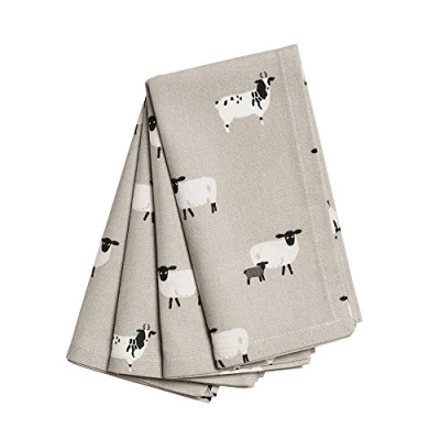 Image of Sophie Allport Sheep Napkins, 100% Cotton Dinner Machine Washable, Set of 4, (41 x 41cm)