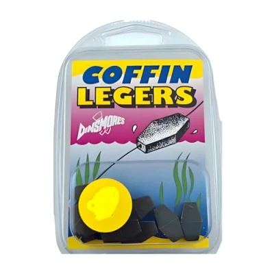 Image of Dinsmores Coffin Legers P.O.S. Blister 6g Camouflage Black, Traditional Shape, Weight Engraved in Ounces &amp; Pounds, Ideal for Precision Fishing