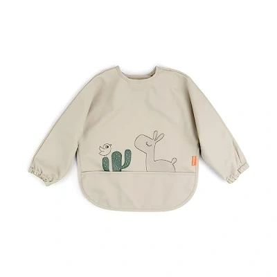 Image of Baby Smock Bib with Sleeves Waterproof, Durable, and Easy Clean Long Sleeve Bib, Lalee Sand