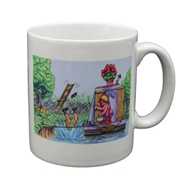 Image of Narrowboats Narrow Boats Humour Cartoon Funny Gift Mug Cartoons by Armand Foster, NB40Mug10SC