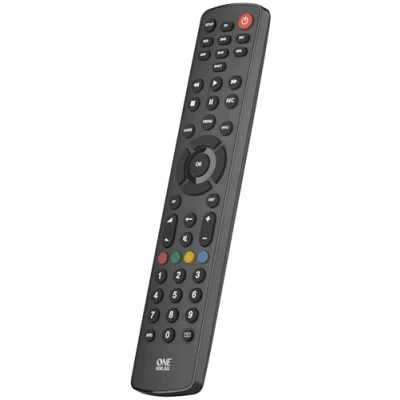 Image of One For all Contour 8 Universal Remote Control Operates devices (TV Freeview Blu ray Media streamer IR Game and Audio) Learning feature Works with brands Black URC1280