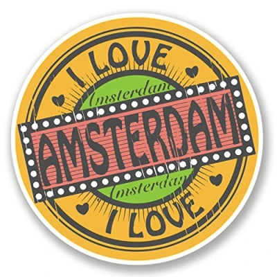 Image of 2 x Amsterdam Vinyl Sticker Decal Travel Luggage Label Tag Car Laptop #5705 (10cm 10cm)