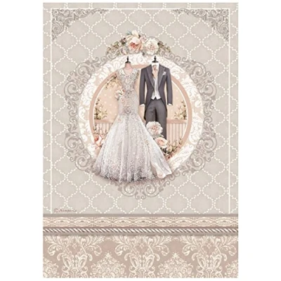 Image of Stamperia International Rice Paper You and Me Wedding Dress, White, OSFA