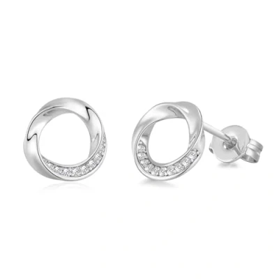 Image of Philip Jones Silver Plated Circle Twist Earrings Created with Zircondia® Crystals