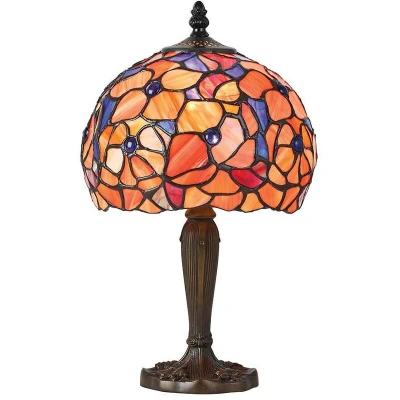 Image of Josette 1 Light Small Table Lamp Tiffany Glass, Dark Bronze Paint with Highlights, E14