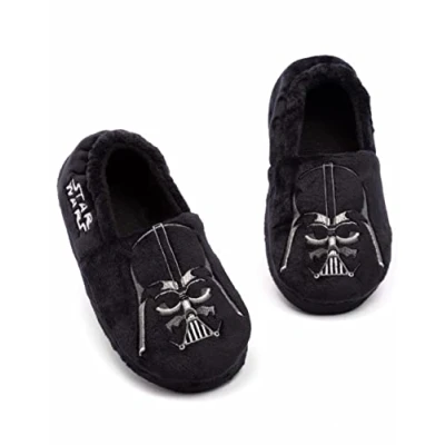 Image of Star Wars Darth Vader Slippers for Boys &amp; Girls Kids Villain Soft Touch House Shoes Pop Culture Merchandise Him Foam Slip On Loafers 3 UK Black