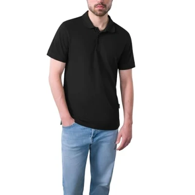 Image of HRM Men&#039;s Heavy Performance M Polo Shirt, Black,