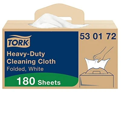Image of Tork Heavy Duty Cleaning Cloth White W7, One at a Time Dispensing, 1 x 180 Cloths, 530172