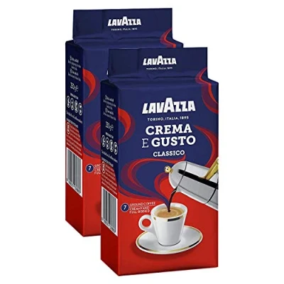 Image of Lavazza Crema e Gusto Classico Ground Coffee 7/10 Intensity 250g (Pack of 2) Arabica and Robusta Blend