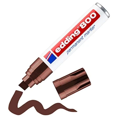 Image of Edding 800 Permanent Marker Brown 1 Pen Chisel Tip 4 12 mm for Bold Markings Waterproof, Quick Drying, Smear Proof Pens Cardboard, Plastic, Wood, Metal, Glass and Fabric, 800007