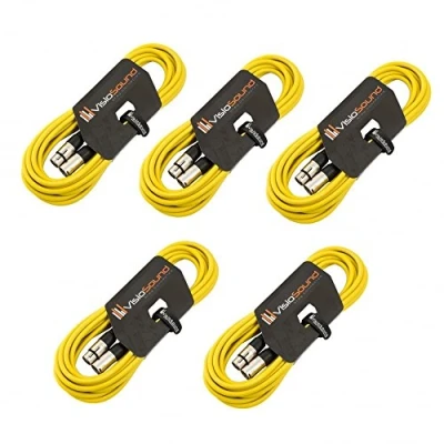 Image of 5 x 6m Male to Female XLR Mic Leads/Balanced Microphone Cables / 8 Colours/Multi Packs Yellow