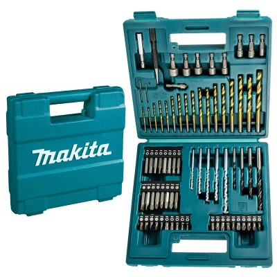 Image of 75 Piece Screwdriver &amp; Drill Bit Set Masonry hss Wood Drills Nutsetters Makita