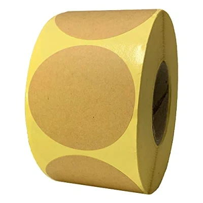 Image of 5cm Kraft Brown Round Adhesive Stickers Labels, Roll of 500
