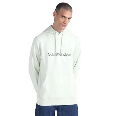 Image of Calvin Klein Jeans Men Hoodie Seasonal Monologo Regular , Green (Canary Green), XL
