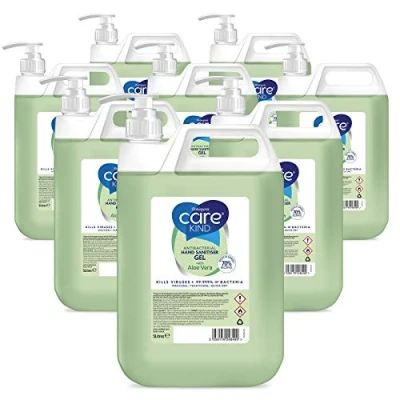 Image of Carekind 70% Hand Sanitiser gel 5 Litre With Aloe Vera Extract Antibacterial sanitizer Medical Grade Alcohol, Kills Viruses &amp; 99.999% of bacteria. pump dispenser (Pack 8)
