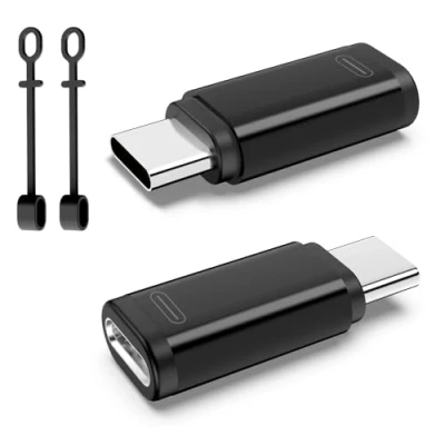 Image of TiMOVO for Lightning to USB C Adapter, 2 Pack Male Lighting Female Adaptrer with 36W Fast Charging &amp; Data Sync iPhone 15/16 Pro/Pro Max/Plus, Galaxy S24/23, iPad, NOT Audio/OTG, Black