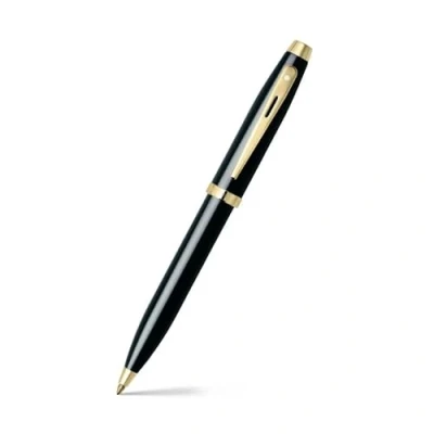 Image of Sheaffer 100 Refillable rollerball pen, glossy black lacquer, gold tone trim