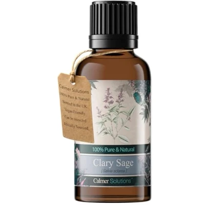 Image of Calmer Solutions Clary Sage 30ml Depression, Stress, Aches Pure 100% UK Sourced Natural Essential Oils Professional or Home use Diffusers, Humidifiers, Candles &amp; More