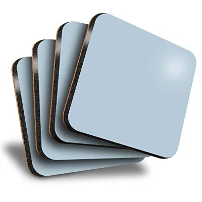 Image of Destination Vinyl ltd Great Coasters (Set of 4) Square Light Blue Duck Egg Colour Block Drink Glossy Coasters/Tabletop Protection for Any Table Type #45543